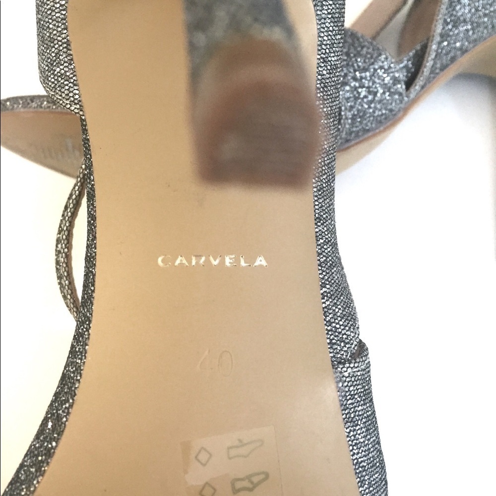 Carvela Kurt Geiger Silver Glitter Strappy High Heel Sandals - Picture 7 of 10